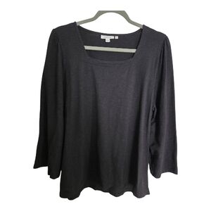 Chico's Square Neck Cotton Slub  Black Top